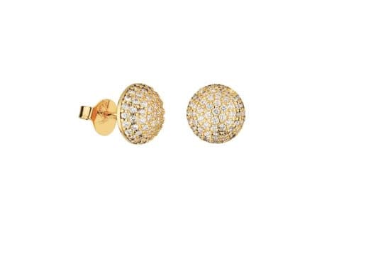 Brinco Clássico Meio Bola Cravejada — Ref. BR2010006