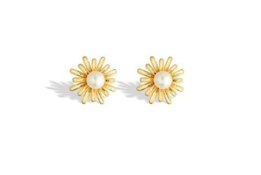 Brinco Flor Duplo Perola — Ref. BR4840026